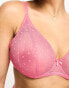 Ivory Rose Curve high apex sheer heart mesh bra in pink