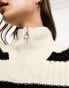 Only high neck zip detail jumper in cream and black stripe CREAM & BLACK STRIPE, XS - фото #4