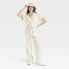 Women's Short Sleeve Linen Boilersuit - Universal Thread Cream 4