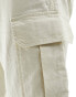 New Look linen blend cargo trouser in cream