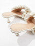 Фото #3 товара & Other Stories leather heeled mules with layered flower detail in off-white