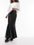 Фото #1 товара Topshop leather look fishtail maxi skirt in black