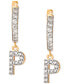 ფოტო #20 პროდუქტის Cubic Zirconia Initial Dangle Hoop Earrings in 18k Gold-Plated Sterling Silver, Created for Macy's
