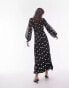 Topshop gathered bust midi dress in mono spot jacquard 32 - фото #9