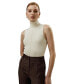 ფოტო #1 პროდუქტის Women's Silk Knitted Turtleneck Sleeveless Top