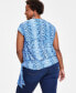 Plus Size Snakeskin-Print Surplice Top, Created for Macy's