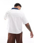 ASOS DESIGN boxy relaxed revere bowling shirt with chest embroidery in white