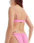 Weekday Bay scoop neck bikini top with keyhole detail in pink exclusive to ASOS