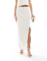 Kaiia boucle side split maxi skirt co-ord in white