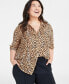 Фото #2 товара Trendy Plus Size Button-Front Crepe Shirt, Created for Macy's