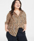 Фото #3 товара Trendy Plus Size Button-Front Crepe Shirt, Created for Macy's