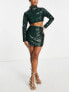 Фото #7 товара Collective the Label Petite exclusive sequin mini skirt co-ord in emerald green