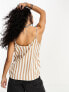 Фото #2 товара Only v neck button down cami top in beige and white stripe