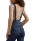 ფოტო #4 პროდუქტის Women's 70s Flare Leg Overalls Jeans