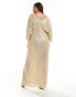 TFNC Plus sequin kimono top maxi dress in gold