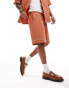 Фото #5 товара ASOS DESIGN Co-ord woven shorts with piping in brown