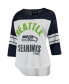 Фото #5 товара Women's White and College Navy Seattle Seahawks First Team Three-Quarter Sleeve Mesh T-shirt