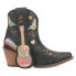 Фото #1 товара Dingo Melody Leather Graphic Embroidery Snip Toe Cowboy Booties Womens Black Cas
