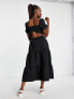 Фото #3 товара The Frolic milkmaid maxi smock dress in textured black