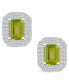 ფოტო #3 პროდუქტის Peridot (2-1/5 ct. t.w.) and Diamond (3/4 ct. t.w.) Halo Stud Earrings in 14K White Gold