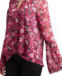 Фото #3 товара Juniors' Twisted Keyhole Floral Bell-Sleeve Top