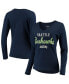 Women's College Navy Seattle Seahawks Post Season Long Sleeve V-Neck T-shirt