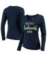 Фото #1 товара Women's College Navy Seattle Seahawks Post Season Long Sleeve V-Neck T-shirt