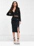 Extro & Vert Petite midi skirt with split in black co-ord