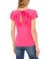 ფოტო #2 პროდუქტის Women's Date Night Cap Bubble Sleeve Tee with Bow Tie Back