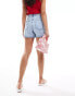 Фото #6 товара Mango longline relaxed denim shorts in mid blue