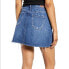 Blank Nyc Zip Front Raw Hem Denim Miniskirt In People Champ Blue size 28