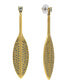 by 1928 14 K Gold Dipped Feather Hand Set Pave Drop Earring with Crystals