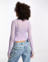 Glamorous crop asymmetric button front top in lilac lace