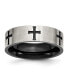 Фото #1 товара Stainless Steel Brushed Black IP-plated Crosses 7mm Band Ring