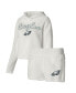 ფოტო #1 პროდუქტის Women's White Philadelphia Eagles Fluffy Pullover Sweatshirt and Shorts Sleep Set