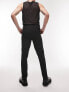 Topman stretch slim textured suit trousers in black