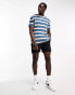 ASOS DESIGN relaxed t-shirt in teal & pink stripe