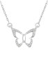 Фото #1 товара Wrapped diamond Butterfly 17" Pendant Necklace (1/20 ct. t.w.) in 14k White Gold, Created for Macy's
