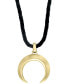 ფოტო #1 პროდუქტის EFFY® Men's Moon Symbol Leather Cord 20" Pendant Necklace in 18k Gold-Plated Sterling Silver