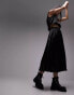 Topshop co-ord satin puff bull maxi skirt in black