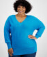 Фото #1 товара Plus Size V-Neck Dolman-Sleeve Top, Created for Macy's