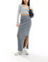 ASOS DESIGN ribbed split side midi skirt in grey