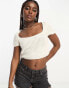 Фото #2 товара ASOS DESIGN crochet square neck crop top in cream