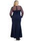 ფოტო #2 პროდუქტის Plus Size Boat-Neck Mesh-Long-Sleeve Gown