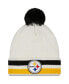 Фото #1 товара Men's White Pittsburgh Steelers Retro Cuffed Knit Hat with Pom