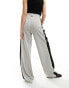 ASOS DESIGN wide leg trouser with side stripe in light grey