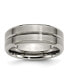 ფოტო #1 პროდუქტის Titanium Brushed Grooved Beveled Edge Wedding Band Ring