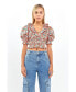 ფოტო #4 პროდუქტის Women's V Ruffled Neck Smocked Top