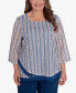 Фото #1 товара Plus Size Scottsdale Vertical Texture Woven Trim Top with Necklace