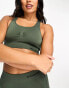 Hummel Shaping seamless sports crop top with scoop neck in khaki